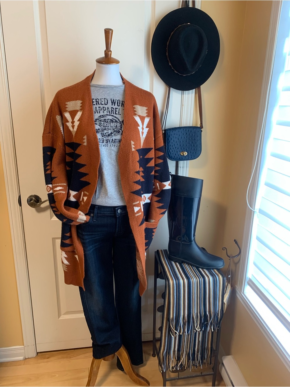 Southwestern Print Open-Front Cardigan Yellowstone